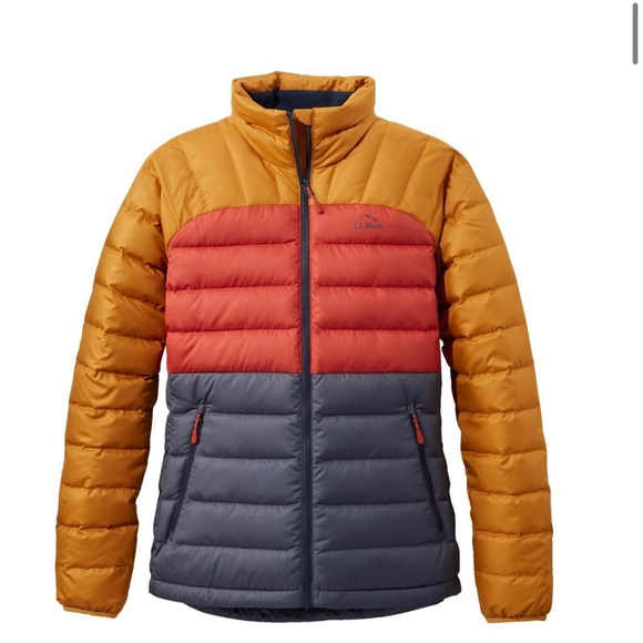 NWT LL Bean Down Jacket, Retro Colorblock - Picture 1 of 13